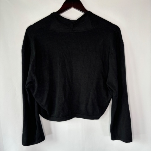 White House Black Market Women's Black Open Front Cropped Shirt Size XL - Picture 7 of 7